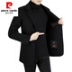 Pierre Cardin [fondo de groseza] 100% de lana Tweed de doble lana Cazón de lana de lana de lana Men's Short Autumn Winter Style Black [5821-100 lana] 170/84a [M-120Jin [Jin iguala 0.5 kg]]