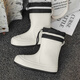 
Fujian women's Japanese adults wear trouser rain boots outside with fashionable outdoor waterproof, non-slip, wear-resistant soft-soled rubber shoes on rain boots white + trouser L size [38 is smaller in size 1]