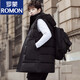 ROMON down cotton vest men's winter mid-length outer wear thickened vest youth thermal vest large size jacket black 815 print 4XL 155-175Jin Jin equals 0.5 kg