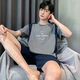 Manzhizhuang Pyjamas Herren Sommer Pure Cotton Shorts Shorts für Teenager Lose Heimkleidung für den Sommer-Dünnstil können am äußeren Anzug mittleren Alters HD9928 L getragen werden (empfohlen 100-125 Jin [Jin gleich 0,5 kg]))