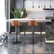 Herdonbar Stuhl moderne einfache leichte Luxushöhle High Foot Bar Stuhl Essbarhocker Haushaltsinsel Stuhl HD-733 [italienische Top-Schicht Cowhide] Braune Kohlenstoffstahlfüße