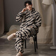 LangSha couple pajamas for winter, one man and one woman, warm flannel thickened cardigan, casual and can be worn outside, autumn and winter home clothes, female 88659 + male 88660 M female + L male