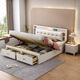 Yu feiqi nordisches massives Holzbett Doppelbett moderne einfache Hochkasten Nachtlichtladebett 9902# Bett + Latexbrauner Pad [bequemer Latex] 1,8*2,0 m (Rahmen mit Schwanzentnahme)