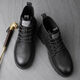 Zhuseii Martin Boots Herren Winter neuer High Top Retro Herrenschuhe Britische Arbeit Lederstiefel Outdoor Casual Motorrad Kurzstiefel Männer RF-HC897 Black 39