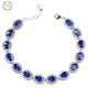 Bai Xue family sapphire bracelet for women s925 sterling silver new style versatile pavé blue zircon tanzanite crystal bracelet 92 cm adjustable