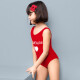 Van De'an (BALNEAIRE) high-end little red heart series girls' one-piece hot spring sun protection vacation swimsuit training Apple Red 100