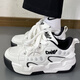 Rxex Hong Kong Style Bread Shoes Spring New Style Stild Student Sports Casual Sports Pareja de los hombres espesos de papá Hombres Hombres blancos Gris 42