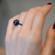 Tanzanite Ring Sugar Tower Female Style Black Gold Dark Blue Zircon Fashionable Creative Ring Opening Adjustable