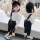 Haizhile Children's Clothing Girls Autumn Clothing Set 2021 New Children's Overalls Two-piece Set Western Style Three-Year-Old Baby Girl Autumn Little Girl Clothes Trendy Dark Blue 100 Size Recommended Height 100cm