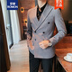 Romon (Romon) Blazer décontracté à double boutonnage pour hommes Slim Fit et Trendy Style British Men Single Western Professional Suit Top X829 Suit Jacket Black S