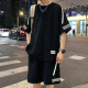 Foss Phil冰丝短袖t恤短裤套装男夏季高街潮流宽松直筒阔腿休闲运动两件套 FKS-FKS653白色 XL(建议130-150斤)