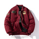 JEEP SPIRIT American retro terry embroidered baseball jacket men's autumn and winter loose bomber jacket couple wear cotton jacket spring and autumn thin. style burgundy removable hood 3XL recommended 165-195Jin Jin equals 0.5 kg
