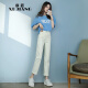 Xujiang straight-leg jeans for women, high-waisted, slim and tall, cigarette tube pants, spring and autumn new style, loose and versatile, casual small wide-leg women's pants, light blue size 28 (2 feet 1)