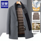 ROMON high-end woolen coat men's windbreaker jacket mid-length autumn and winter goose down jacket liner gray coffee removable goose down liner XL 180 recommended 140-155 Jin Jin equals 0.5 kg