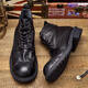 Lingbu Big Head Martin Boots Männer echte Leder Retro Männer Boots Männer Lederschuhe High Top Trendy Short Stiefel Japanische Patch Arbeiten Männer schwarz 40