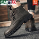 Cartelo Soft Leather Martin Boots Men's British Winter Winter Plus Velvet Engrosado Cotton Cotton Cotton Trabajo impermeable Botas de cuero alto 39 39