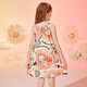 
ASK JUNIOR girls' dress summer big children's fun graffiti full print casual suspender princess dress color 140