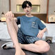 Manzhizhuang Pyjamas Herren Sommer Pure Cotton Shorts Shorts für Teenager Lose Heimkleidung für den Sommer-Dünnstil können am äußeren Anzug mittleren Alters HD9928 L getragen werden (empfohlen 100-125 Jin [Jin gleich 0,5 kg]))