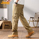 Jeep (JEEP) overalls men's autumn and winter casual pants men's loose trendy pure cotton straight-leg men's pants Khaki XL