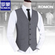 ROMON Men's Suit Vest Men's Workwear Vest Solid Color Groomsmen's Clothes Brothers' Clothes Groom's Wedding Dress Vest Gray Single-piece Vest XL 180