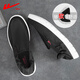 Pull back men's shoes, spring slip-on men's shoes, old Beijing cloth shoes, canvas shoes, casual men's solid color breathable lazy shoes for men, black and white 42