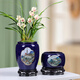 Yuxuantang Chinese ink style ceramic retro flower pot household desktop succulent pots Wenzhu June snow Clivia landscape pot YYX1429 with base