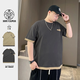 Su Xingzhe Fashion Brand Large Size Men's Summer Pure Cotton Short Sleeve Round Neck Fat T-shirt Men's Plus Fat Plus Large Fat Men's Half Sleeve T-shirt T1506-Khaki XL (150-175Jin[Jin equals 0.5 kg])