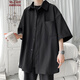 
Nanyu Fatty Large Size Summer Trendy Brand Drooping Short Sleeve Ice Silk Shirt Men's Loose Trendy and Handsome Thin Style Shirt Jacket C847 Black 4XL 190-210Jin [Jin equals 0.5 kg]