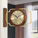 Moyang European double-sided wall clock simple double-sided wall clock American living room two-sided wall clock Nordic pastoral quartz wall clock 9196 walnut-double-view