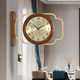 Moyang European double-sided wall clock simple double-sided wall clock American living room two-sided wall clock Nordic pastoral quartz wall clock 9196 walnut-double-view