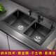 
PULT Black Kitchen Washing Basin 304 Stainless Steel Nano Sink Double Sink Vegetable Sink Hand-made Basin Dishing Basin Deluxe Full Set (with 6193 Faucet) 820x450