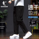 乔丹运动裤男裤子2025夏季薄款冰丝速干裤男士卫裤梭织裤宽松直筒长裤 黑色 2XL （185/86A）