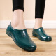 Qisiman's new all-season low-cut shallow mouth rain boots for women, kitchen non-slip waterproof shoes, short-tube women's rain boots, warm water rubber shoes, single shoe style [dark green] one size too small 39