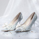 Zhr Tacones altos Hembra Elegante Stiletto Stiletto Zapatos para mujeres zapatos de boda de cristal Sandalias solteras Sandalias Y716 Plata 37