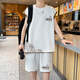 
Yuhuan ice silk sports vest suit men's summer new fake two-piece sleeveless T-shirt vest trendy men's outfit T 6189 black suit M about 90-110Jin [Jin equals 0.5 kg] can be worn