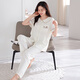 Clolv Kiss Pyjamas avec poitrine pour femmes pour le coton pur pur cardigan pantalon à manches courtes à manches courtes et confortable Les vêtements de maison peuvent être portés à l'extérieur de 694 mètres blancs (avec poitrine) M [155-160c90-110jin [Jin est égal à 0,5 kg]]]