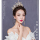 Savilla wedding headdress bride four-piece set of white gauze wedding hair accessories phoenix crown crown tiara Xiuhe clothing headdress birthday gift Xiuhe headdress + ear clip