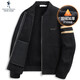 Dancing with the wolf [adding velvet] cardigan knit sweater for men 2024 winter new casual jacket warm sweater for men 2027 black 001 165/84A/S