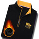 Meister Polo Paul T-Shirt Offizielle Marke Luxus Samt verdickte Stand Halsband Reißverschluss Langarm Langarm Herrenschildkrötenpolo Hemd Herrenherbst und Winter JR9905-A Schwarz L.