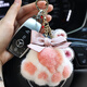Milesi plush cat claw exquisite keychain girl birthday gift Valentine's day practical high-end children's backpack keychain pendant cat claw-pink