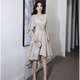 Kuhuke high-end banquet small evening dress 2024 new sequin host temperament small luxury socialite annual meeting girl champagne color XXL