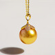 Qiongruige back-set princess model 18K rose gold round South Sea gold beads and seawater pearl pendant necklace original color 10-11mm light gold with slight flaws + 18K gold base