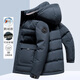 Wirpta high-end brand down jacket for men short 2024 winter new hooded removable goose down jacket 9757 black 3XL 190/104A X