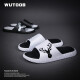 House slippers men's new summer outer wear fashion home indoor home soft bottom bathroom bath non-slip sandals men's slippers black 42/43 suitable for 41/42