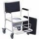 AUFU Foshan Gabinete de ancianos oriental Discapacitados Mujeres embarazadas Ruedas reforzadas Antidlip Ligera plegable Silla de baño móvil FS693 (con ruedas, con pedales)