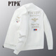 PTPK trendy brand embroidered bomber jacket men's slim spring and autumn new casual men's versatile baseball uniform jacket top white little bee J801 regular style M (recommended 105-120Jin Jin equals 0.5 kg)