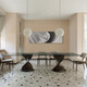 Tempered glass dining table black walnut wood round modern designer living room dining table minimalist square art black walnut round table 13575cm