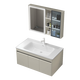 
Haisongda thickened stainless steel bathroom cabinet combination ceramic integrated widened basin small household wash basin bathroom wash basin cabinet milk color 12053cm main cabinet + beauty ordinary mirror cabinet free upgrade pull tap