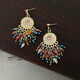 Jianla Super Fairy Colored Crystal Tassel Earrings Retro Exaggerated Ethnic Style Niche Design Bohemian Earrings for Women Colorful Heavy Industry Tassel Earrings A07-204