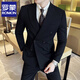 ROMON British style double-breasted suit men's suit business casual formal dress groom wedding dress three-piece suit 8 black double-breasted suit + trousers + vest XL (125-140Jin Jin equals 0.5 kg)